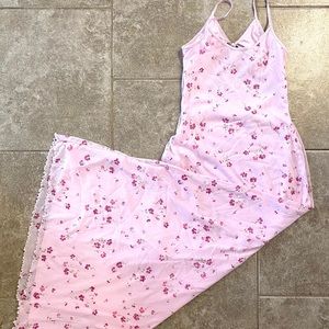 VINTAGE pink floral maxi dress cutout back